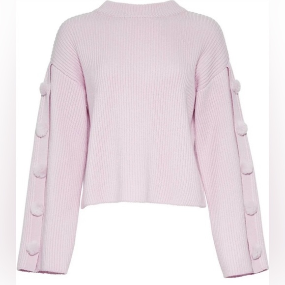 Milly Lavender Sweater pom pom bell sleeve wool blend knit size small - Picture 2 of 8